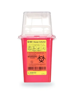 BD Phlebotomy Sharp Collector, 1-Piece 9H x 4.5W x 4D”, 1.5 Quart, Red Vertical Lid, 36/Cs