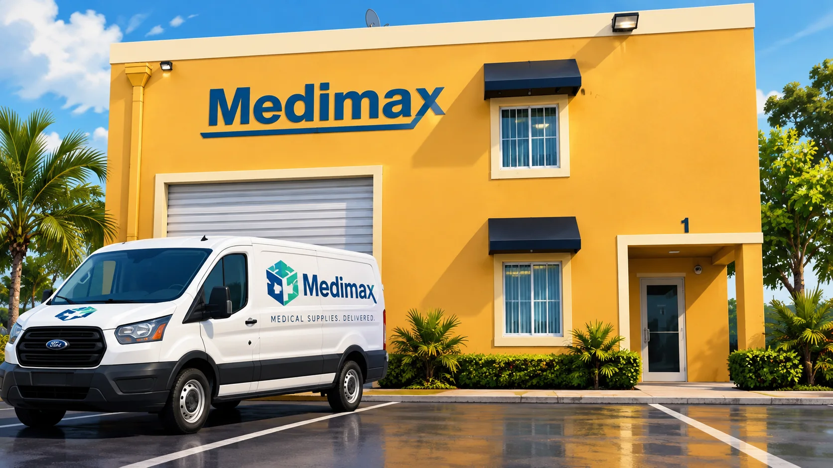 Medimax warehouse and delivery van in Hialeah Gardens